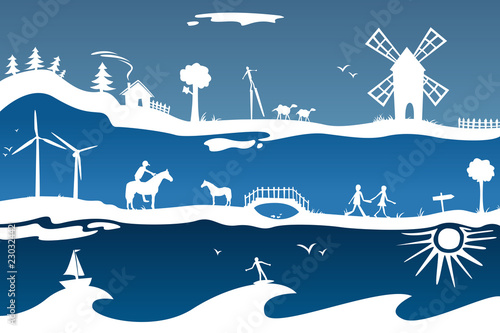 Paysages divers, vecteur