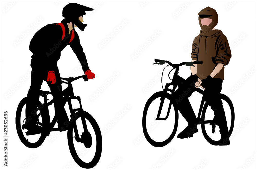 Fototapeta premium Vector illustration of two bicyclists