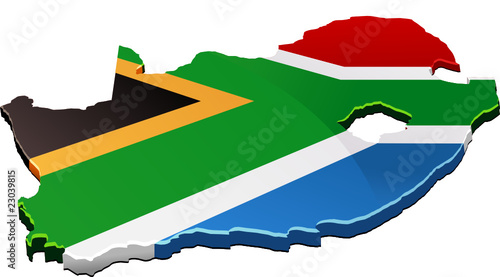 Carte de l'Afrique du sud 3D drapeau (détouré)