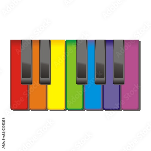 Colourful piano keys.
