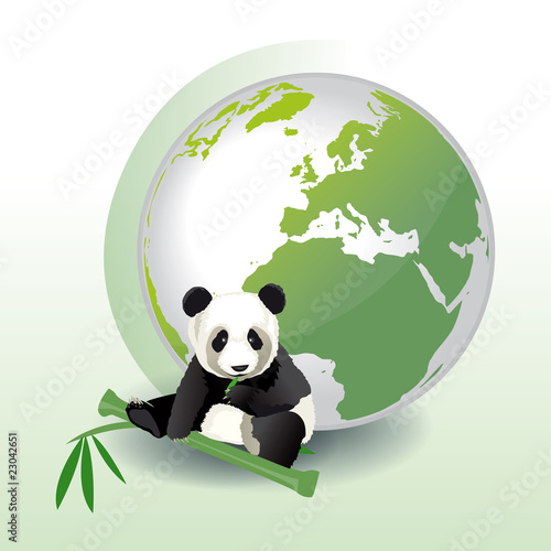 Fototapeta Naklejka Na Ścianę i Meble -  Planète et panda, vecteur