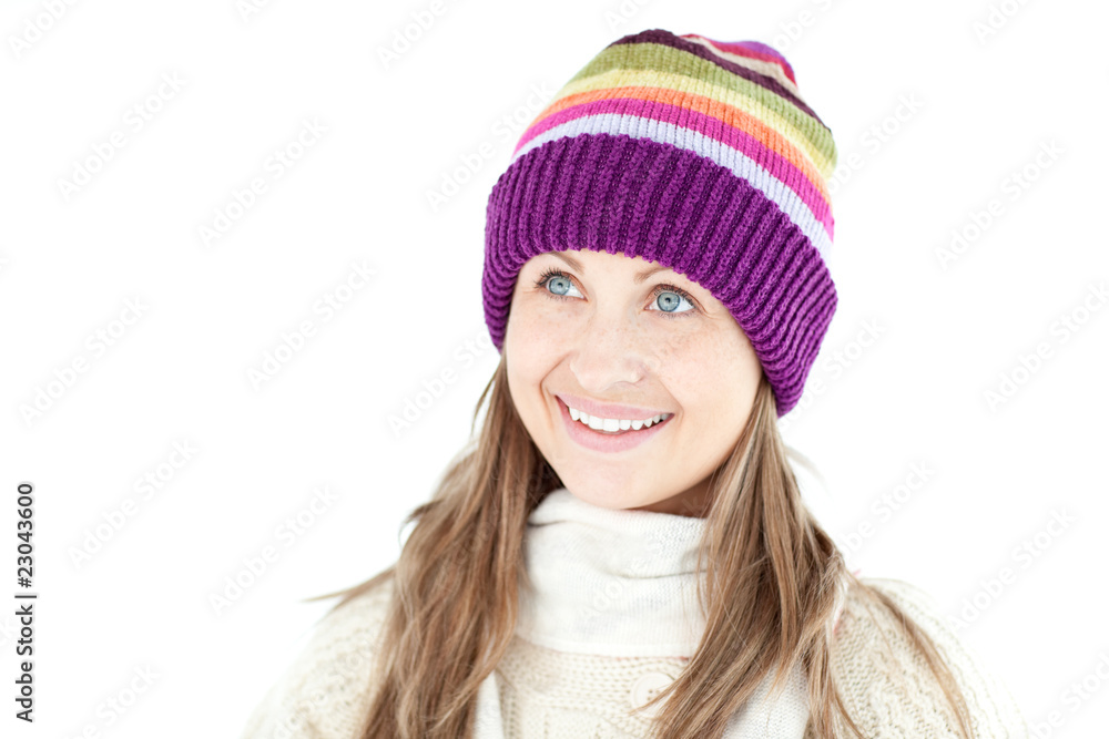 Happy woman looking away Happy woman looking away