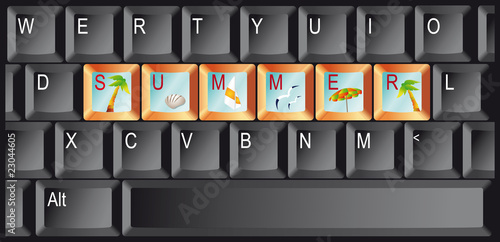 Summer banner. keyboard of the computer. vector