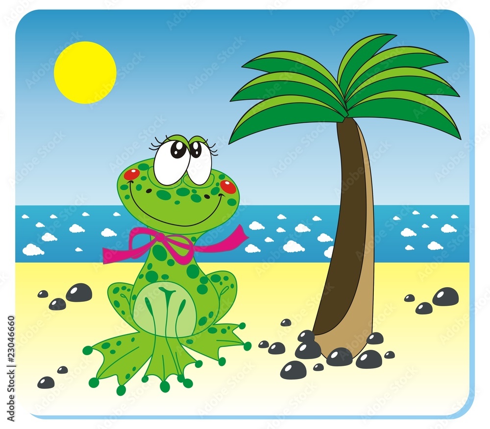 Naklejka premium frog on the beach