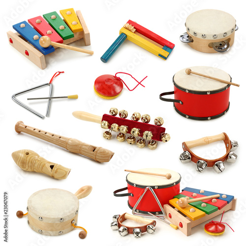 Fotografía Musical instruments collection on white background