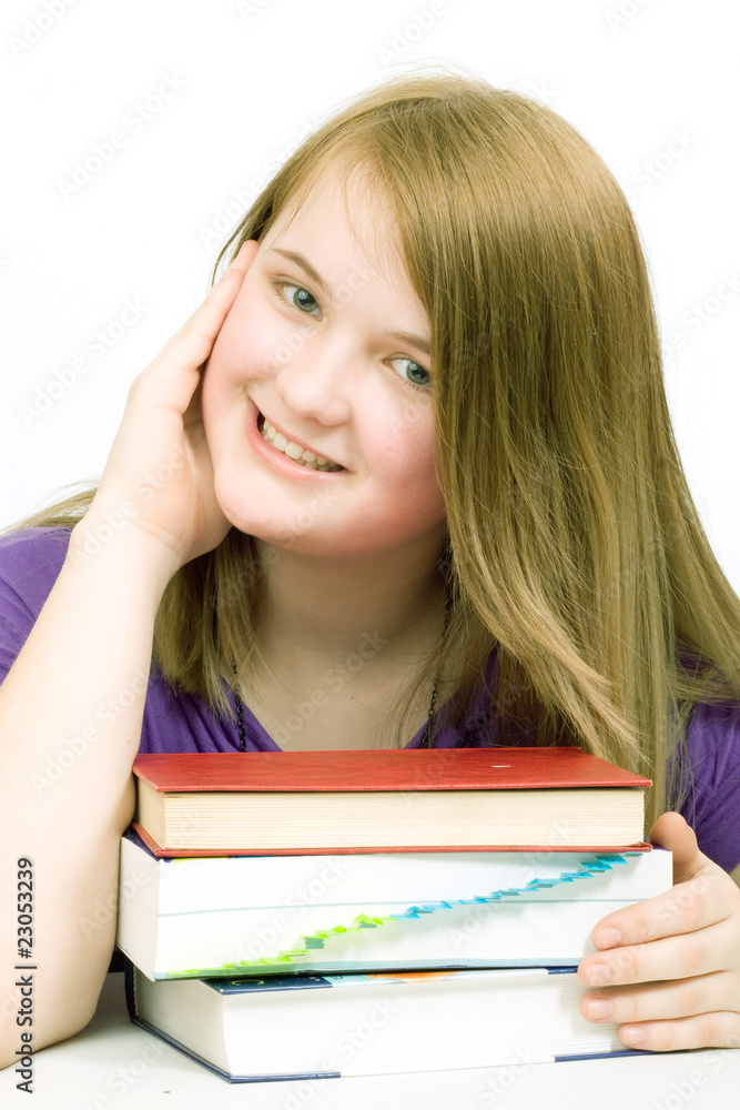 Smiling girl with books Smiling girl with books