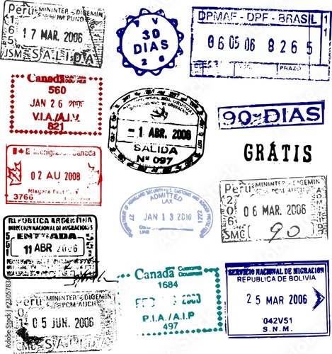 Vector passport stamps from the Americas