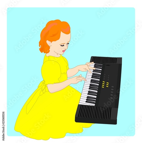little girl and electronic keyboard