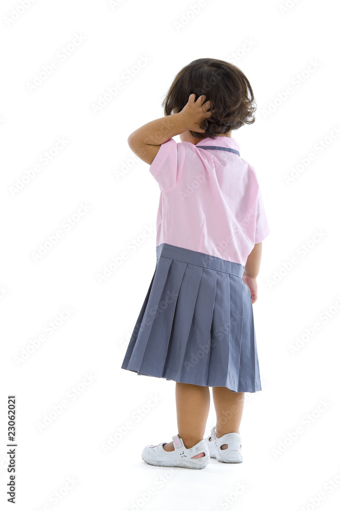young girl with school uniform