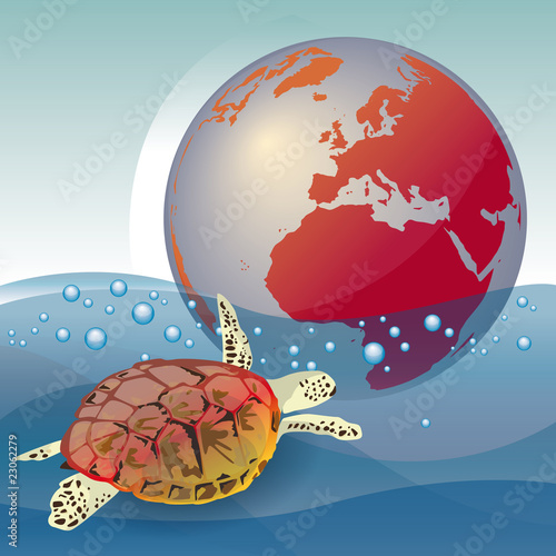 Planète et tortue, vecteur