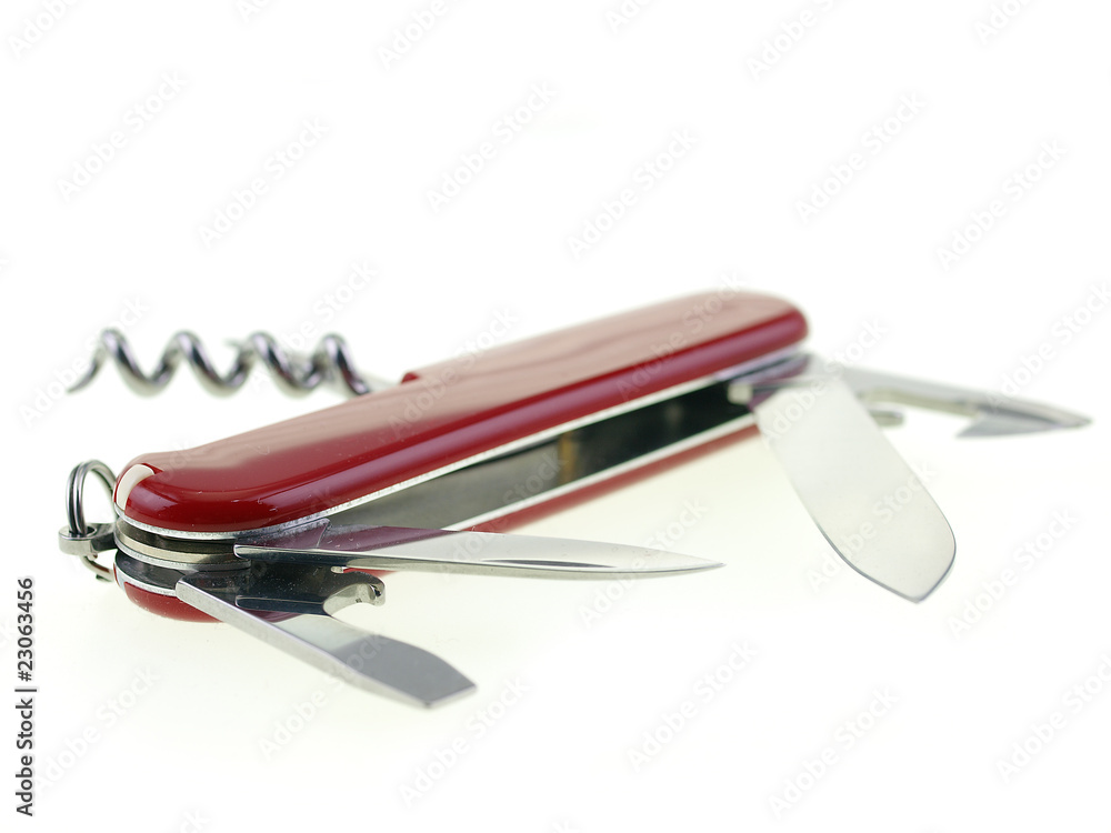 multi functional pocket knife isolated on white background multi functional pocket knife isolated on white background