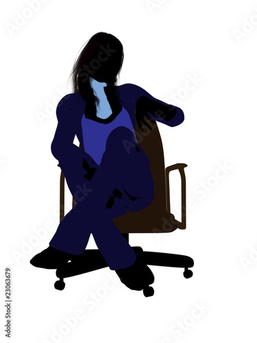 Casual Woman Sitting In A Chair Silhouette