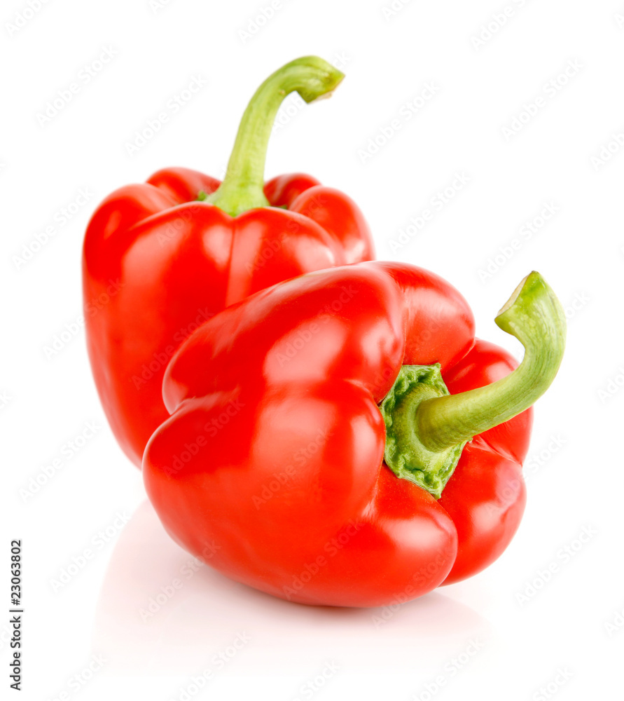 two fresh peppers fruit isolated