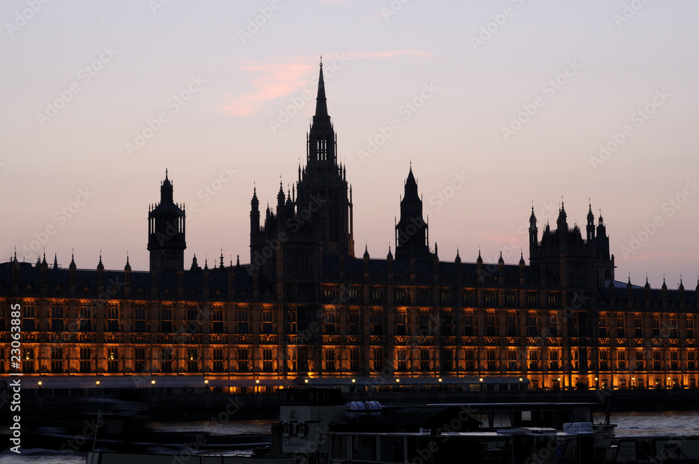 illuminated Houses of Parliament