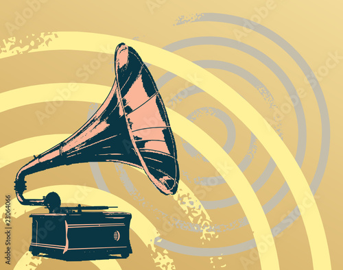 Retro abstract with gramophone, vector
