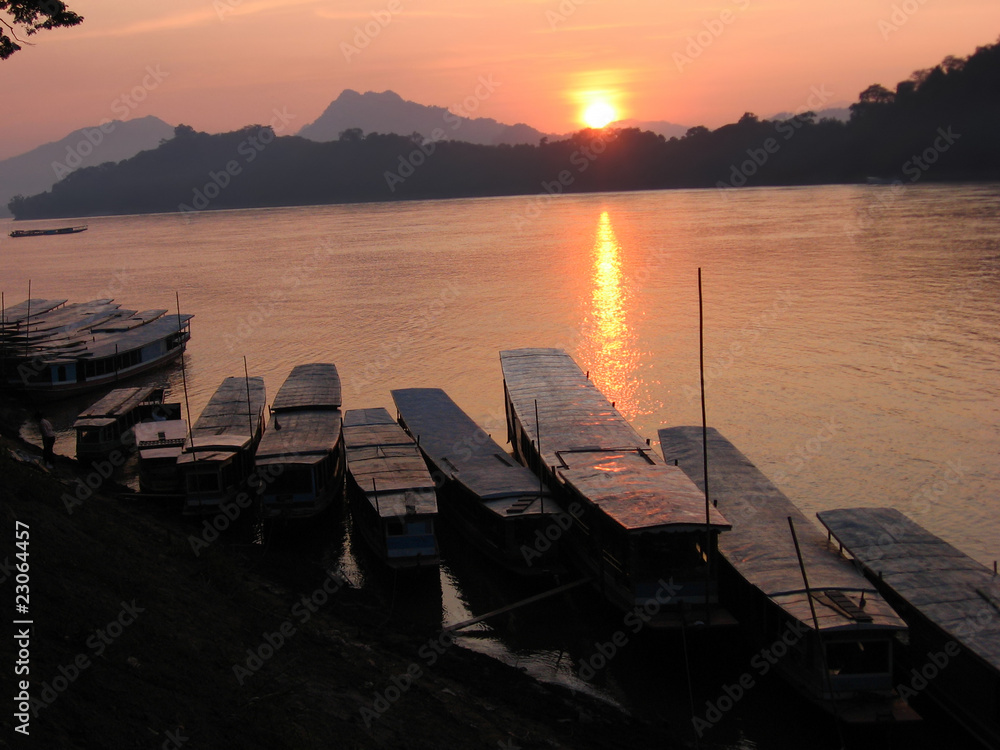 boats at sunset