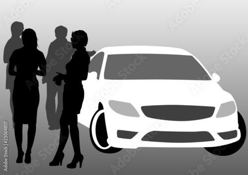 People near car