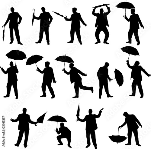 Man and umbrella silhouettes