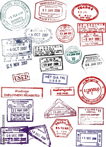 Vector passport stamps from Asia and Australia © chrswbrwn