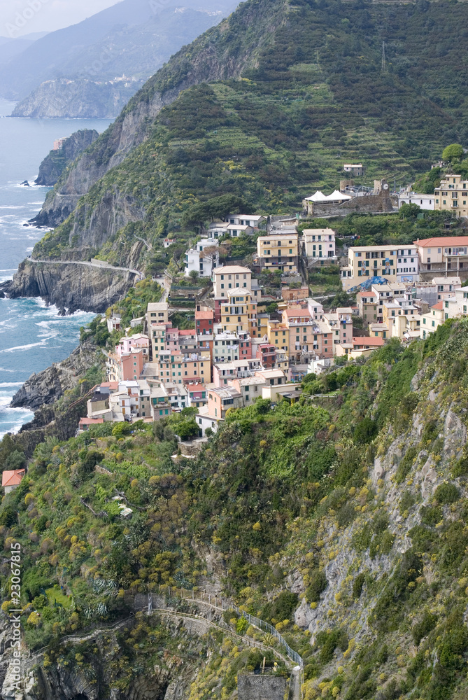 View of Riomaggiore, at the Cinque Terre in Italy