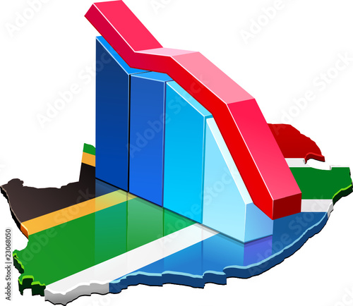 Statistiques de l'Afrique du Sud à la baisse (détouré)