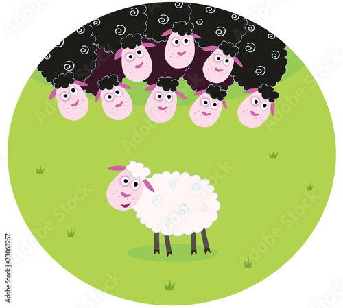 Black and white sheep. VECTOR ILLUSTRATION