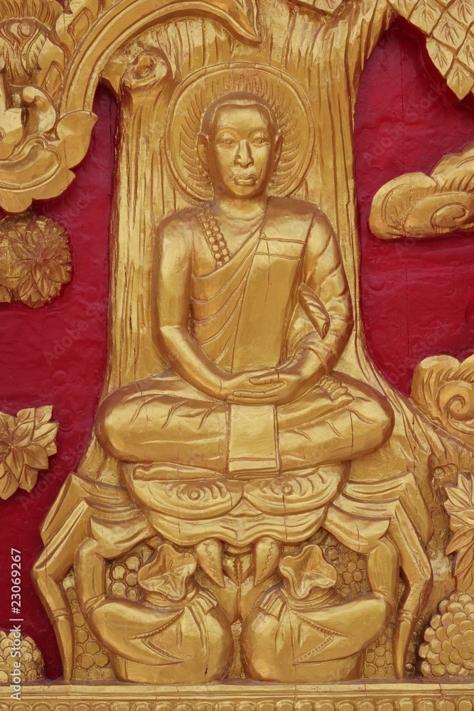 buddhist art on door of temple, Na Kha, Wapipatum, Mahasarakam buddhist art on door of temple, Na Kha, Wapipatum, Mahasarakam