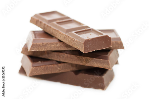 dark chocolate block isolated over white
