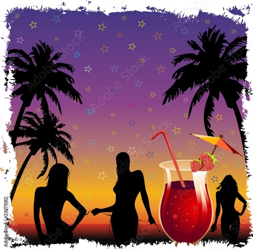 Ragazze e Cocktail  Esotico-Girls and Exotic Cocktail-Vector