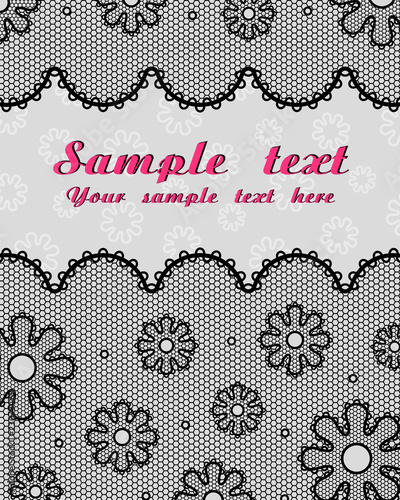Lace postcard (black, grey, raspberry)