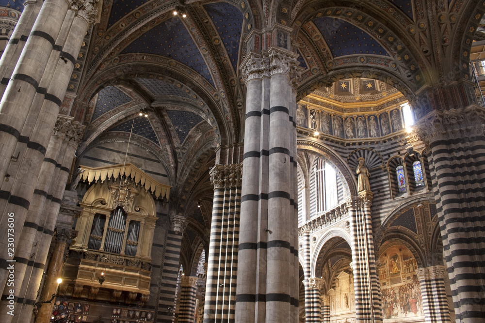 Magnificent Interior of the Cathedral in Siena. Italy, Europe