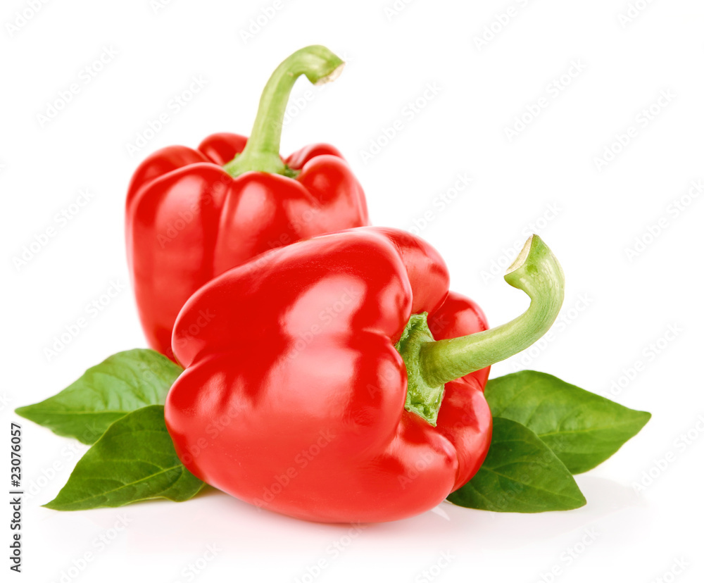 peppers fruit with green leaves peppers fruit with green leaves