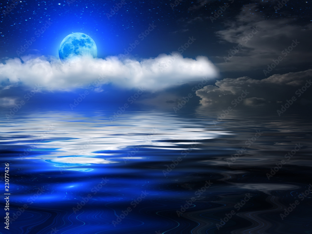 Fototapeta premium Sky clouds sea moon