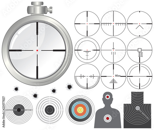 Shooting kit-targets,cross-hairs,dummies,guns sight