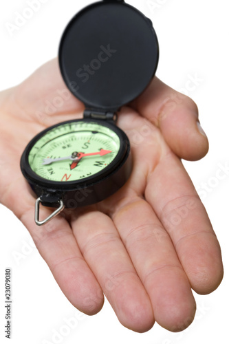 compass on a hand