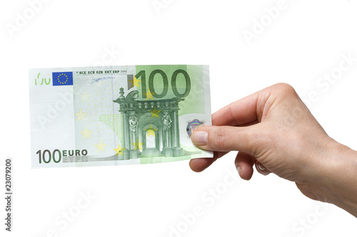 hand holding 100 euro