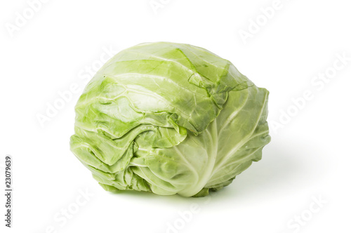 Fresh cabbage head isolated on white background