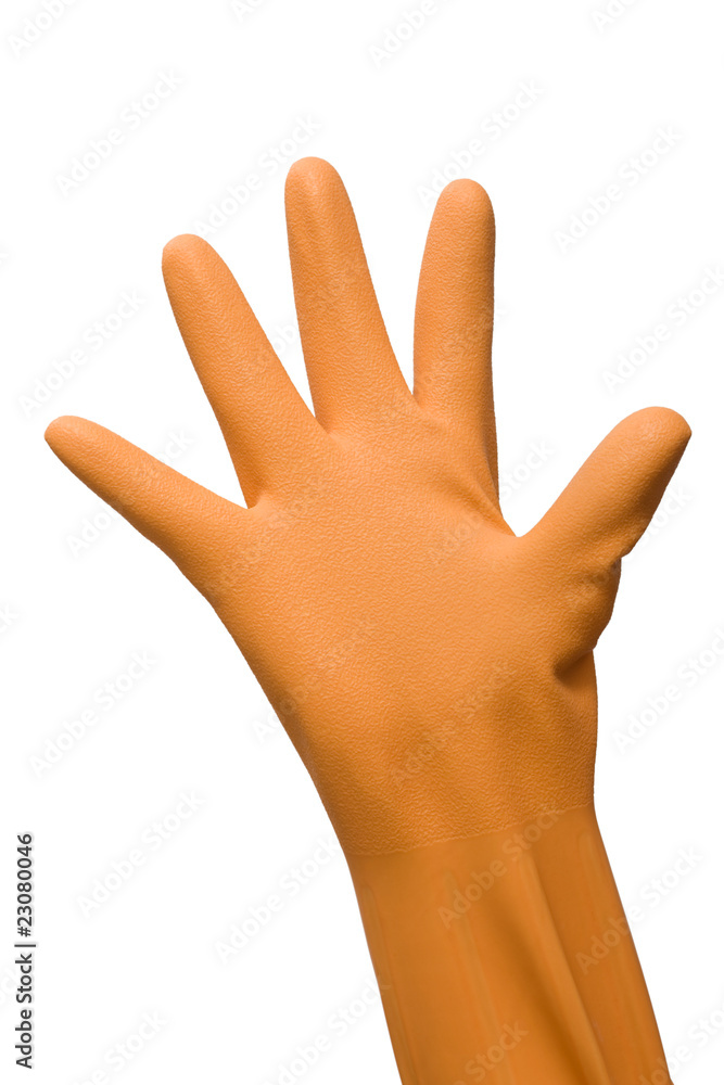 Fototapeta premium open hand with rubber glove