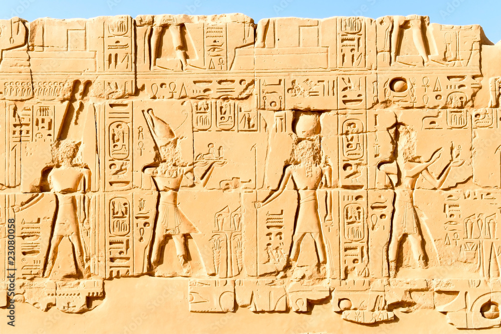 hieroglyph wall of Karnak temple complex, Egypt hieroglyph wall of Karnak temple complex, Egypt
