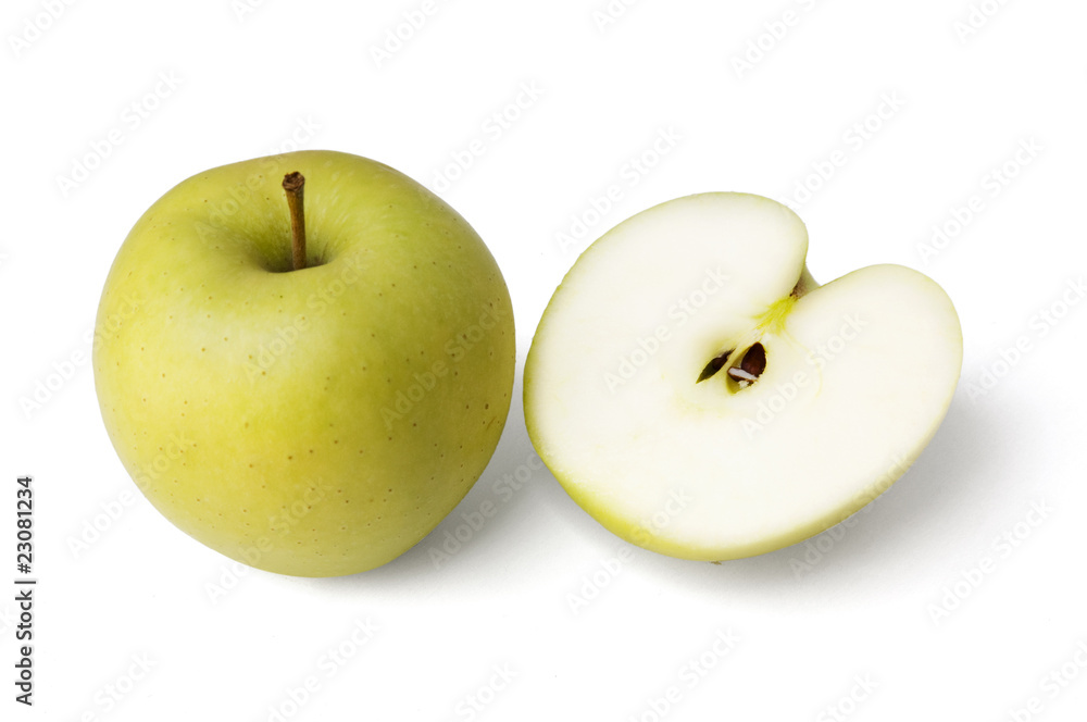 full and half a yellow apple full and half a yellow apple