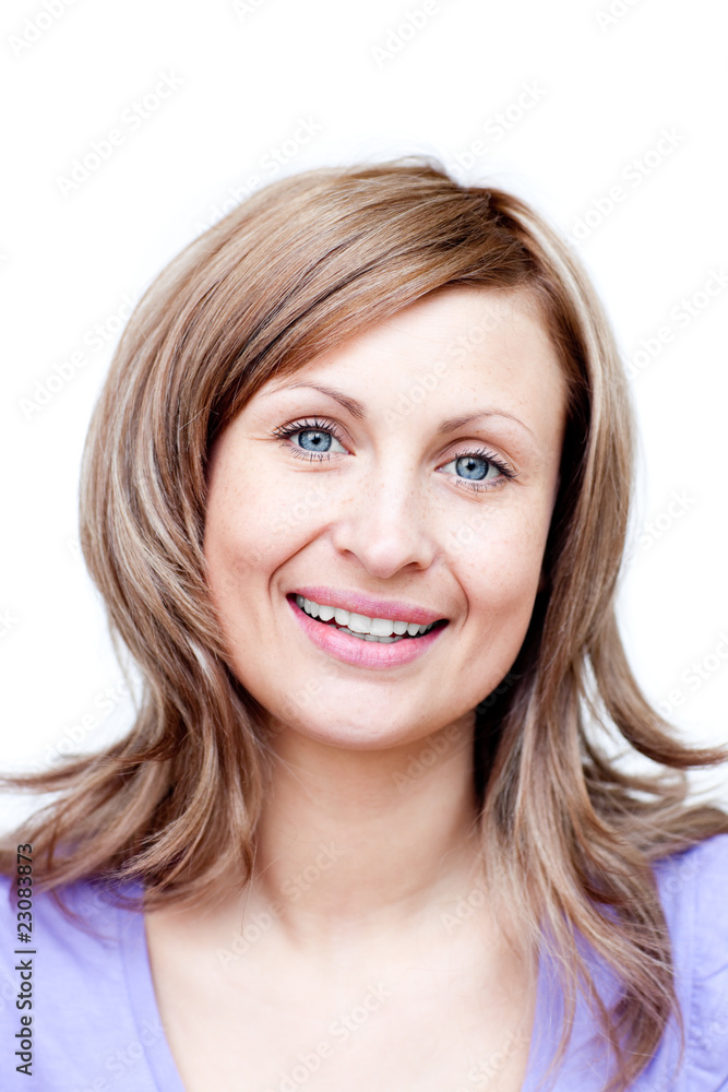 Bright woman against a white background Bright woman against a white background