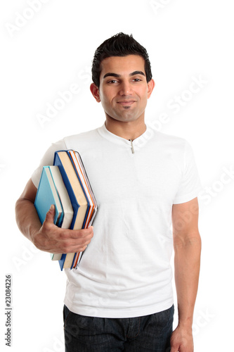 Man at library, bookstore or student