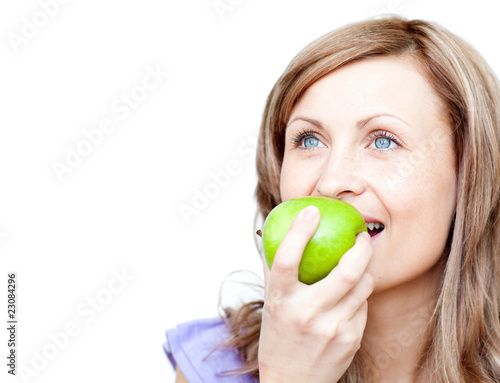 Cute woman holding an apple
