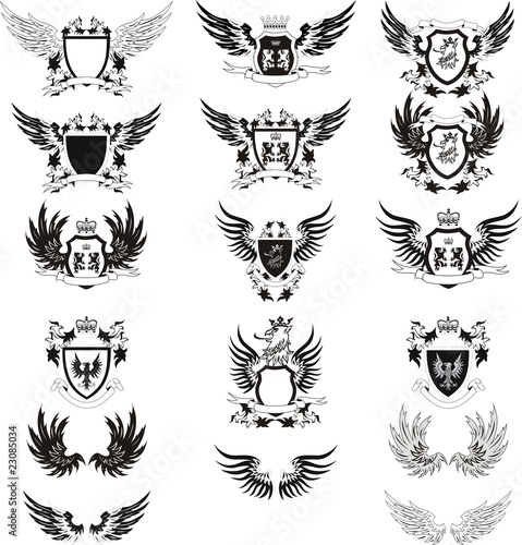 Obraz na płótnie Collection of vintage vector coat of arms w salonie
