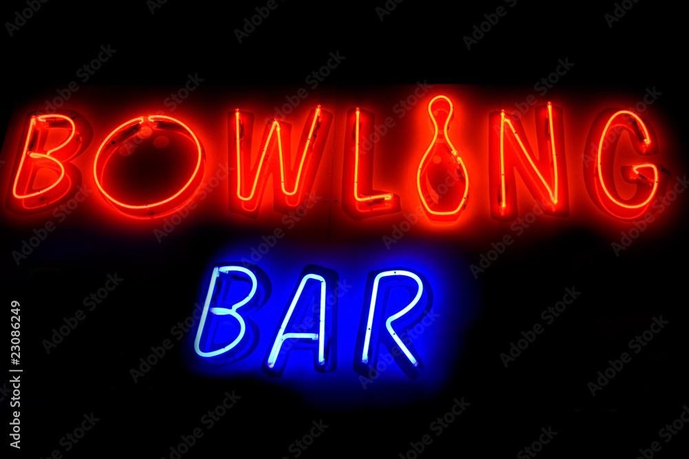 Bowling bar neon sign