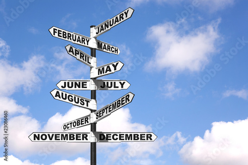 Months of the year signpost