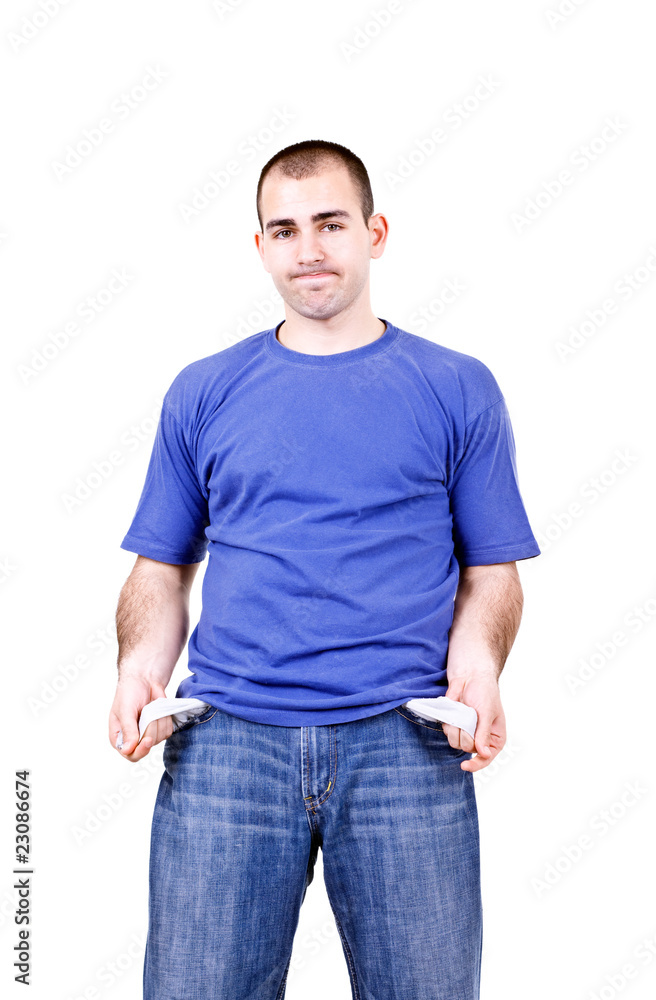student with empty pokets student with empty pokets