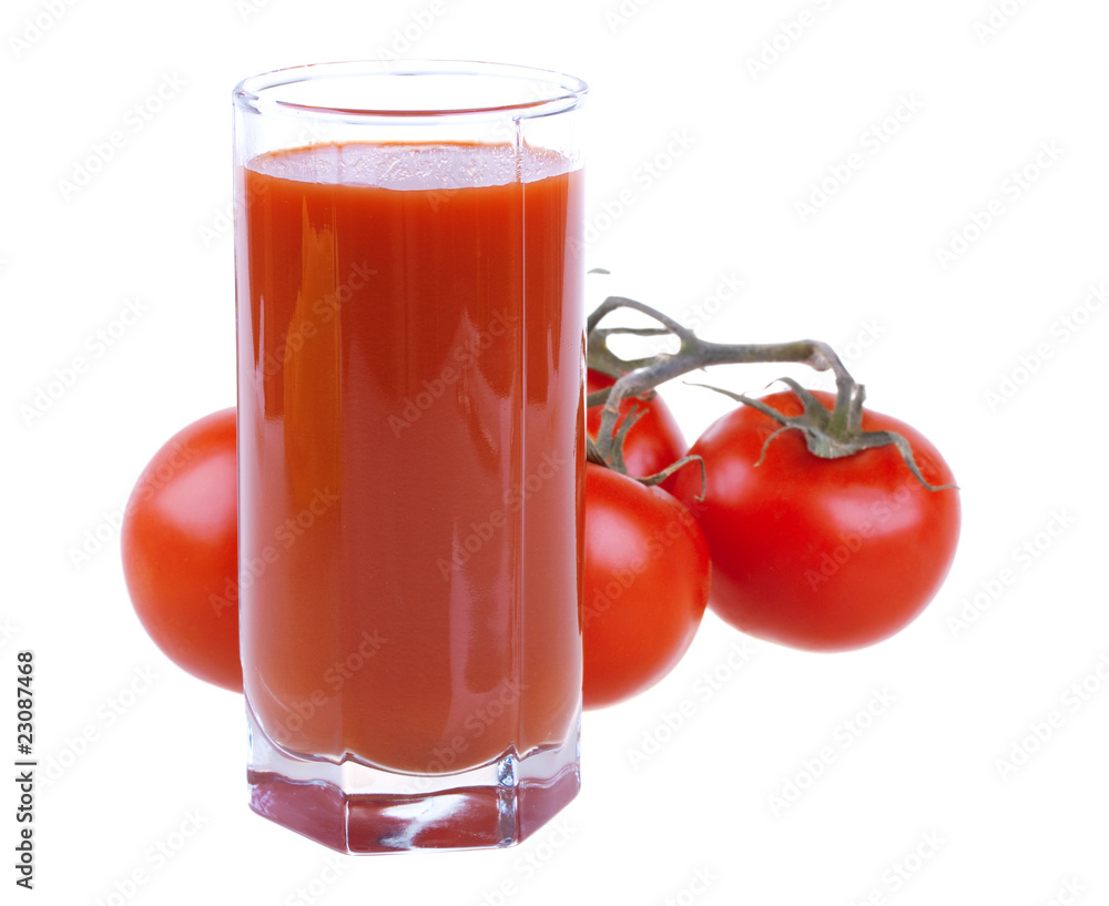Glass of fresh tomato juice with tomatoes Glass of fresh tomato juice with tomatoes