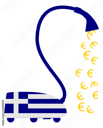 Griechischer Staubsauger saugt Euro