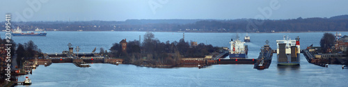 Panorama Schleusenanlage des Nord-Ostsee-Kanals in Kiel-Holtenau photo